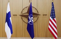 Finlandiya, NATO ve ABD bayrakları