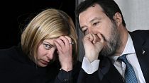 Primeira-ministra italiana, Giorgia Meloni, e ministro das Infraestruturas, Matteo Salvini