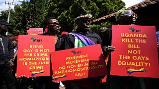 South African activists demonstrate against Uganda's anti-gay bill