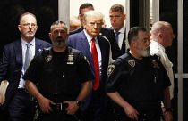  Trump érkezik a meghallgatására a manhattani ügyészségen, New Yorkban 2023. április 4-én