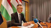 Szijjártó Péter brüsszeli sajtótájékoztatóján