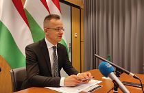Szijjártó Péter brüsszeli sajtótájékoztatóján