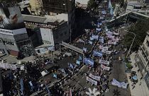 Luftaufnahme vom Protest in Buenos Aires