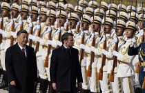 Emmanuel Macron und Xi Jinping in Peking am 6. April 2023