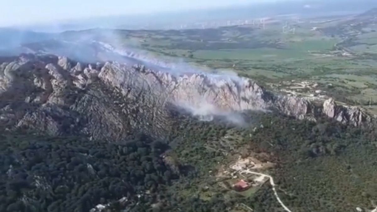 Im Süden in dem Berggebiet bei Tarifa in der Region Cádiz breiteten sich Feuer aus. 