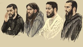 Bírósági rajz a brüsszeli merényletek elkövetőiről