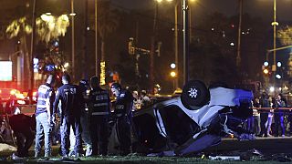 L'auto dell'attentatore che ha travolto i passanti sul lungomare di Tel Aviv, Israele