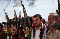 Armed Houthi fighters