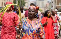 Keresztény hívek egy virágvasárnapi felvonuláson Lagoszban