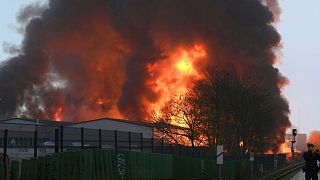 fire in Hamburg, Germany