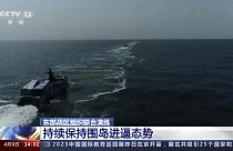Корабли ВМС Китая принимают участие в учениях в Тайваньском проливе.
