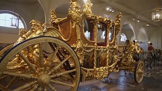 La carroza real tradicional Gold State Coach (Carruaje de Estado de Oro), del siglo XVIII 