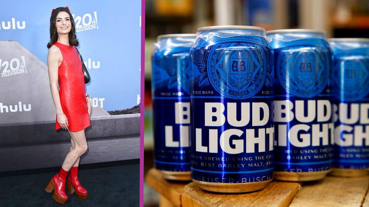 US transgender TikTok star Dylan Mulvaney (left) is at the centre of a controversy over her partnership with the beer Bud Light.