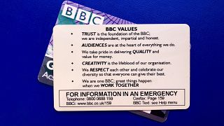 A BBC értékei és szerkesztési elvei a cég egyik belépőkártyáján