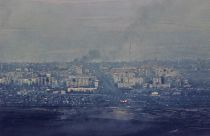 Вид на разрушенный Бахмут, Донецкая область, 9 апреля 2023 года.