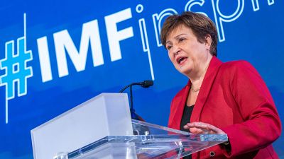 Krisztalina Georgieva, a Nemzetközi Valutalap (IMF) főigazgatója a Világbank és az IMF közös New York-i ülésszakának megnyitóján 2023. április 10-én.