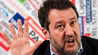 Italian Infrastructure Minister Matteo Salvini speaks during a press conference at the Foreign Press Club in Rome