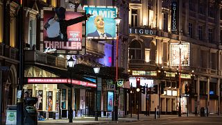 Shaftesbury Avenue in London's West End is seen on Saturday, March 21, 2020