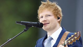 ritish singer Ed Sheeran performs during the Platinum Jubilee Pageant, in London on June 5, 2022.
