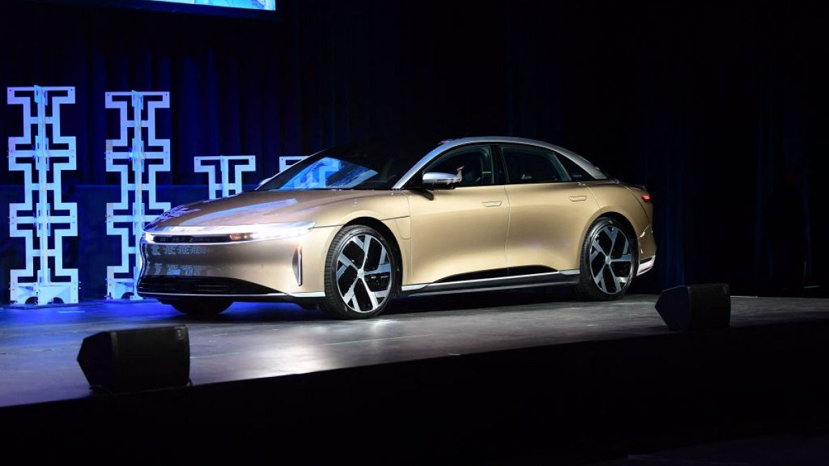 The Lucid Air pictured at the 2021 Los Angeles Autoshow 
