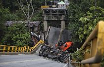 Die zusammengebrochene Brücke in Tebaida im Westen Kolumbiens