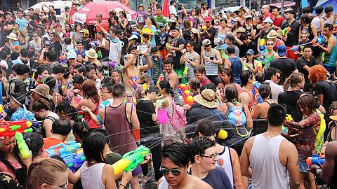 Songkran celebrations in downtown Chiang Mai, northern Thailand, April 2014. 
