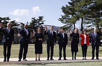 Die Außenministerinnen und Außenminister der G7-Staaten bei Beratungen im japanischen Karuizawa.
