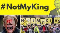 O grupo antimonárquico Republic protesta contra a coroação do Rei Carlos III e acusa a BBC de falta de imparcialidade na sua cobertura.