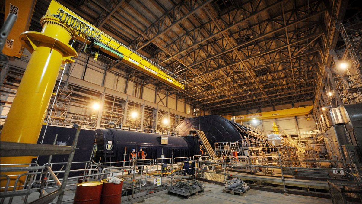 The turbine hall of the nuclear power plant Olkiluoto 3 pictured under construction in Eurajoki, south-western Finland, 2011.