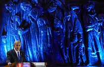 Israels Ministerpräsident Benjamin Netanjahu während seiner Rede in der Gedenkstätte Yad Vashem