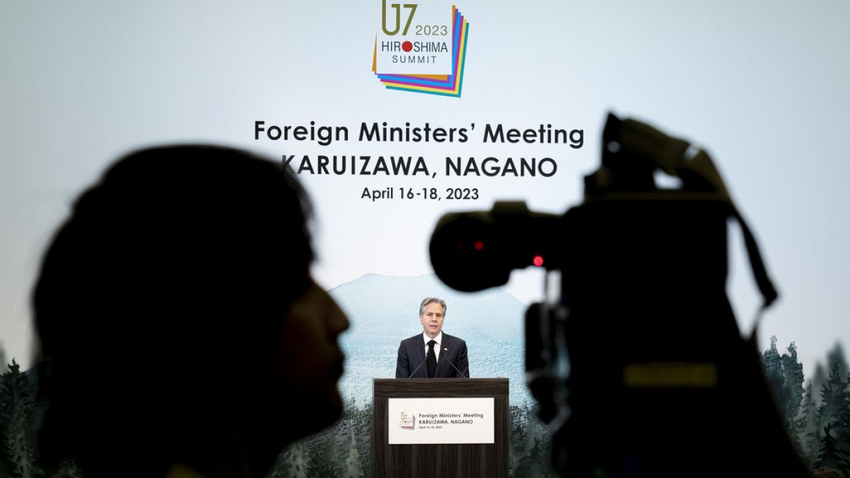 Secretário de Estado norte-americano, Antony Blinken, após reunião do G7, no Japão
