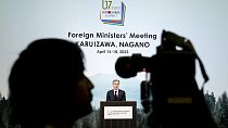 El Secretario de Estado de EE.UU., Antony Blinken, habla durante una rueda de prensa al término de una reunión de Ministros de Asuntos Exteriores del G7 en Japón.