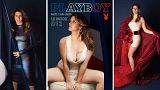 The controversial Playboy issue - and the fake cover (centre) - featuring minister Marlène Schiappa