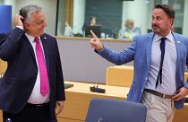 Orbán Viktor és Xavier Bettel az Európai Tanács 2022. május 30-i ülésén