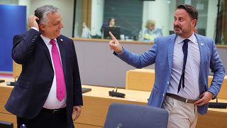 Orbán Viktor és Xavier Bettel az Európai Tanács 2022. május 30-i ülésén