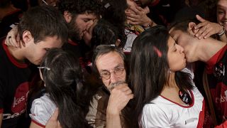 فعالية للتقبيل الجامعي في العاصمة الإسبانية مدريد عام 2008.