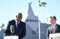 US Secretary of Defense, Lloyd J. Austin III, and Sweden's Minister for Defence, Pål Jonson, hold a joint press conference at the Muskö Naval Base, in Stockholm, Sweden.