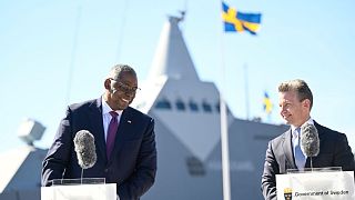 US Secretary of Defense, Lloyd J. Austin III, and Sweden's Minister for Defence, Pål Jonson, hold a joint press conference at the Muskö Naval Base, in Stockholm, Sweden.