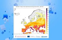 La mappa dei giorni di "forte stress da calore" in Europa nel 2022.
