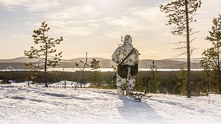 A finn Jaeger Brigád egyik katonája az orosz határvidéken