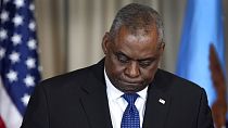 US Defence Secretary Lloyd Austin during a press conference as part of the 'Ukraine Defence Contact Group' meeting at Ramstein Air Base in Germany, Friday, January 20