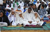 Muslims gather for prayers to celebrate Eid al-Adha, or Feast of Sacrifice, that commemorates the Prophet Ibrahim's faith, in Nairobi, Kenya, Saturday, July, 9, 2022.