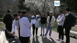 Des étudiants indiens en médecine à l'université de Lviv en Ukraine