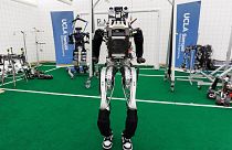 A full-sized humanoid robot named ARTEMIS is shown at UCLA Samueli School of Engineering