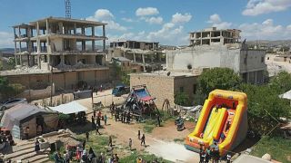 Syrian children celebrate Eid al-Fitr in Jindayris, April 21, 2023