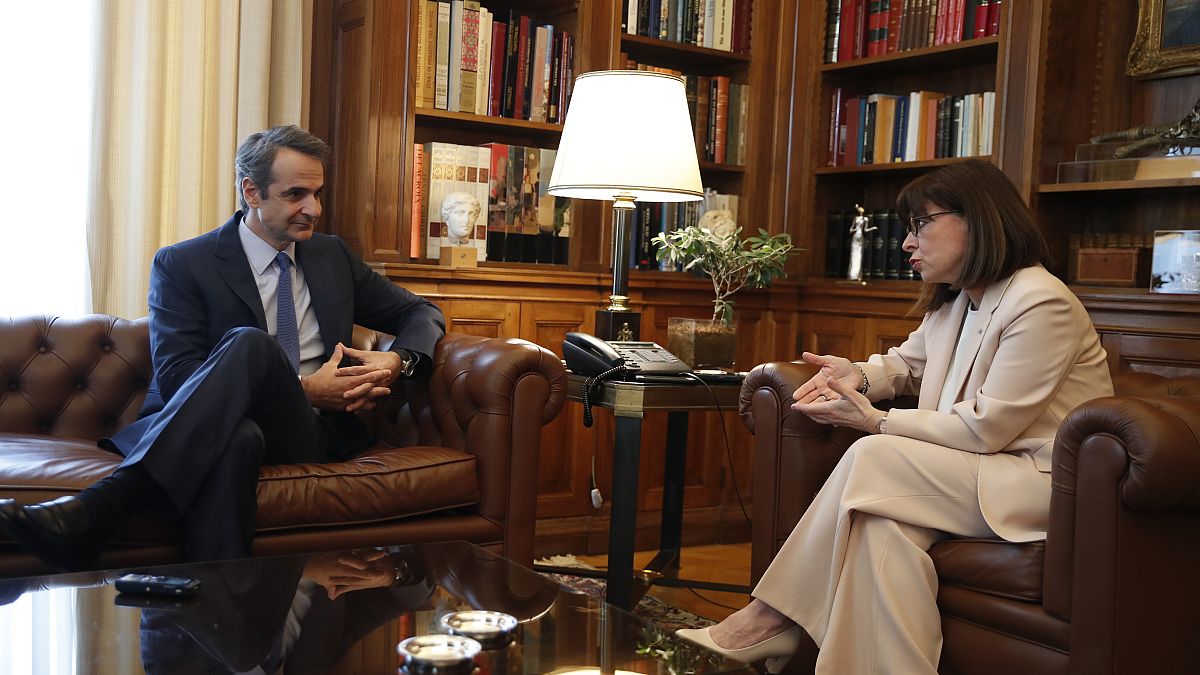 Συνάντηση Κυριάκου Μητσοτάκη με την πρόεδρο της Ελληνικής Δημοκρατίας Κατερίνα Σακελλαροπούλου