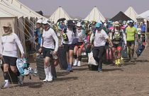 Runners check in before the six-day trans-Saharan race the marathon des sables