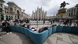 An installation by Divani & Divani, in front of Milan's Duomo as part of the Salone
