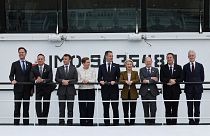 Staats- und Regierungschefs von sieben Nordseeanrainerstaaten, plus Luxemburgs Xavier Bettel und EU-Kommissionspräsidentin Urusla von der Leyen. 24.4.2013