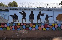  A mural is seen in Ouagadougou, Burkina Faso, on March 1, 2023. 